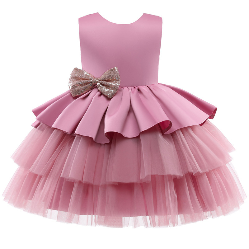 Girl's Dresses Girls Dresses Kids Summer Sleeveless Wedding and Birthday Party Sequin Bow Cake Vestidos Children Lace Smash Tutu Princess Dress 2