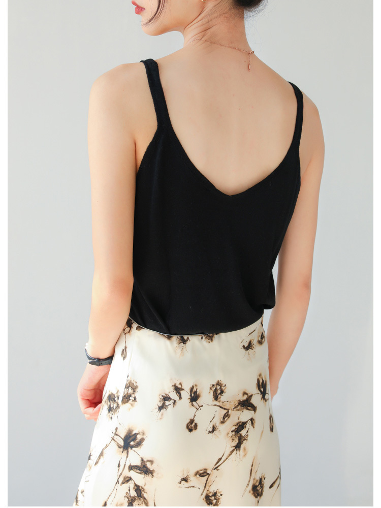 Camisoles Tanks SuyaDream Women Silky Camisole 7.6%Silk 92.4%Lyocell V Neck Chic Camis Spring Summer T shirts Black White 230413