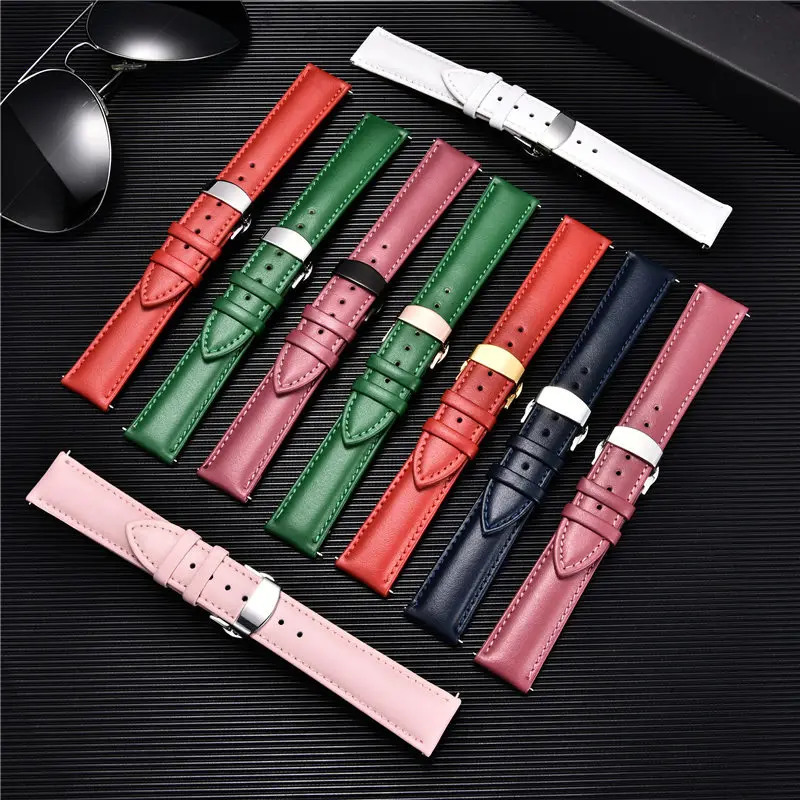 Watch Bands Leather Strap Watchbands 18mm 20mm 22mm 24mm Watch Strap with Automatic Butterfly Clasp Buckle Bracelets Correas 231108