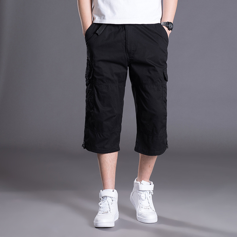 Men's Shorts Summer men's multi pocket cargo men's trousers green khaki men's loose shorts plus size 5XL 230408