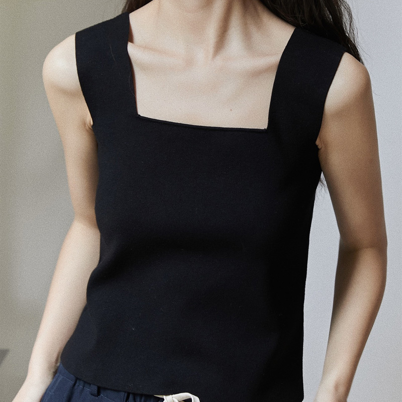 Camisoles Tanks Autumn and winter women's casual solid color slim knitted camisole 230413
