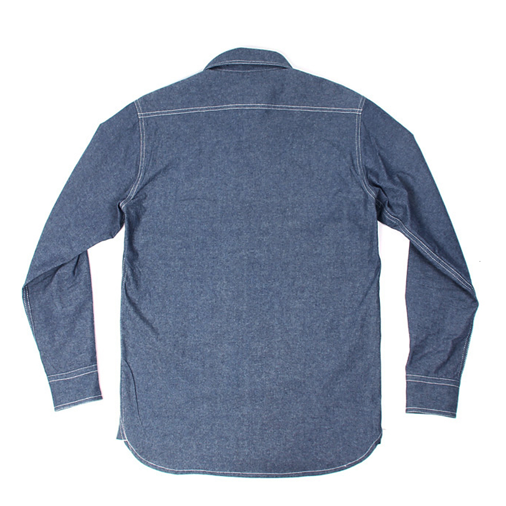 Men's Casual Shirts World War II Reproduction Vintage US Navy Denim Chambray Work Shirt Men's Deadly Practical 230408