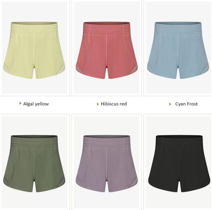 lulus L-091 Yoga Short Pants Outfit Hidden Zipper Pocket Womens Sports Shorts Loose Breathable Casual Running Sportswear Girls Exercise Fitness We