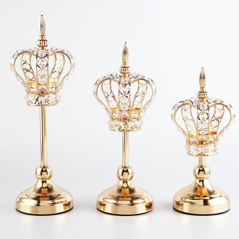 Home Decor Crown Crystal Candle Holders for wedding party decorations