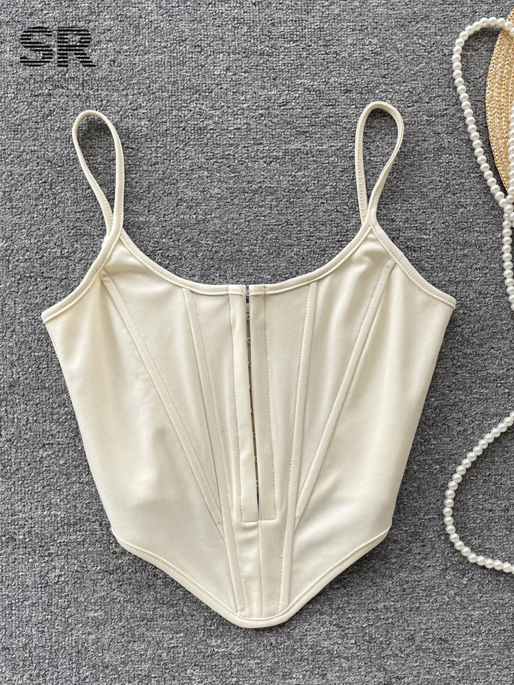 Camisoles Tanks SINGREINY Patchwork Slim Camisole Women Backless Strap Y2K Crop Top Zipper Streetwear Ladies Fashion Sexy Club Summer Tank Top 230420