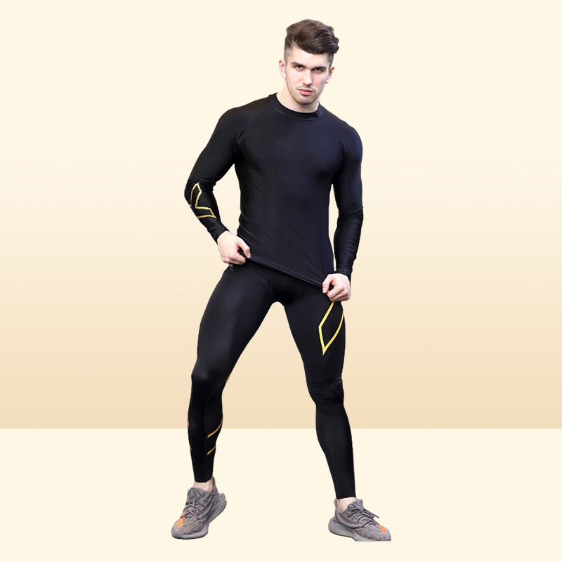 Men Gym Bodybuilding Compression Tight Long Pants Black Trousers Joggers Mallas Hombre Fitness Running Pants 2xu