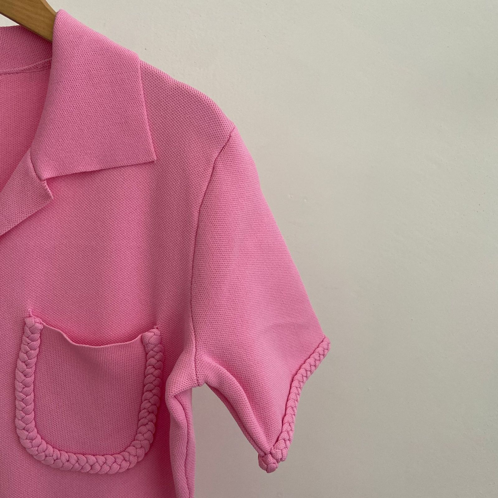 Casual Dresses Spring/Summer Dress Elegant Fashion Short Sleeve Polo Neck Pink Sweetheart Dress 230408