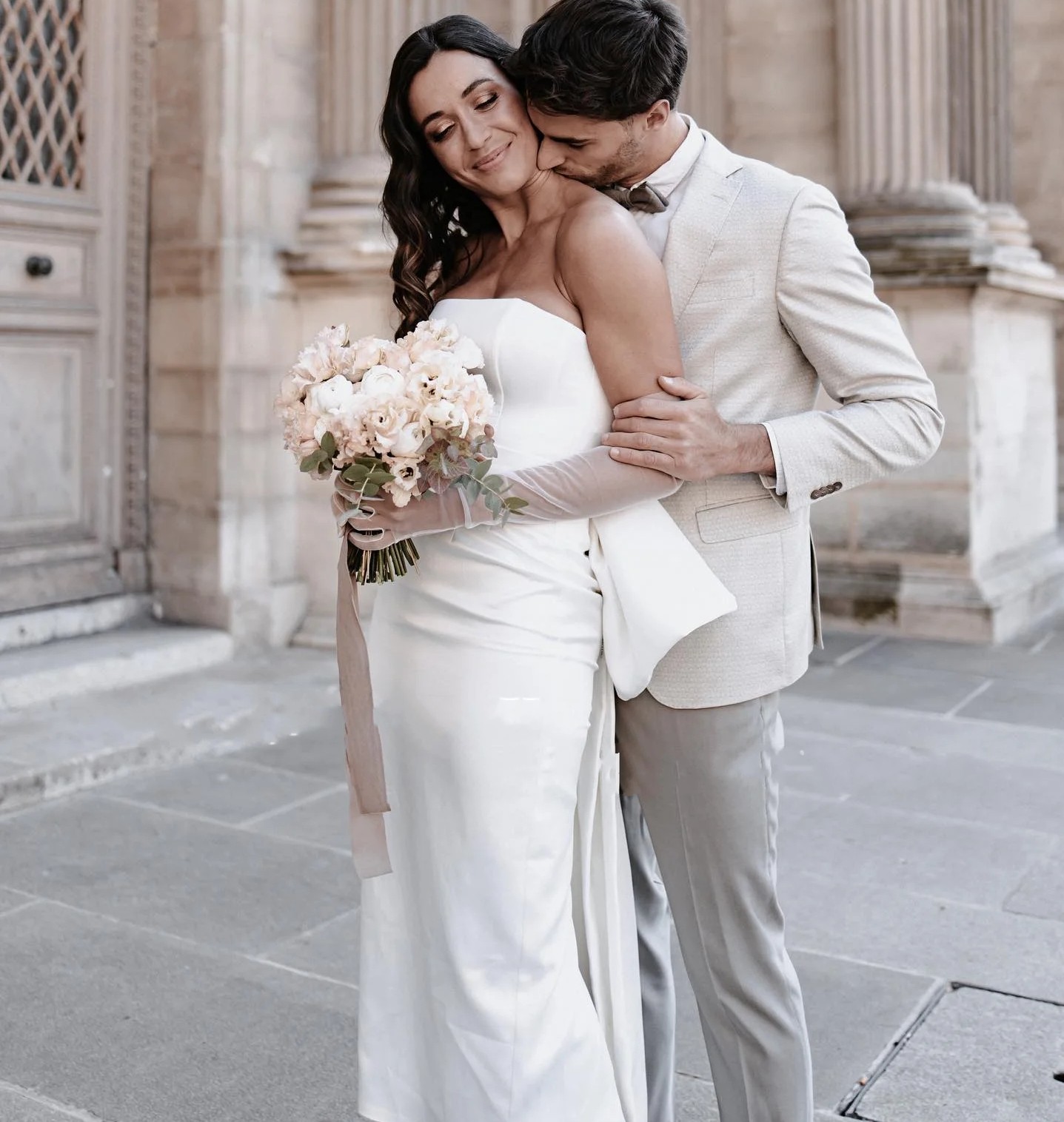 Simple Silt Wedding Dress 2024 Bow Ribbons Bodycon Satin Strapless Tea Length Bridal Party Gowns Women Vestidos De Novia