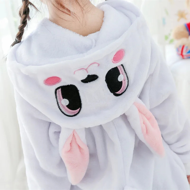 Pajamas Winter Flannel Soft Warm Rabbit Kigurumi Pajamas Hooded Animal Cartoon Boys Pyjamas Onesie Pijamas for Girls Kids Sleepwear 231108