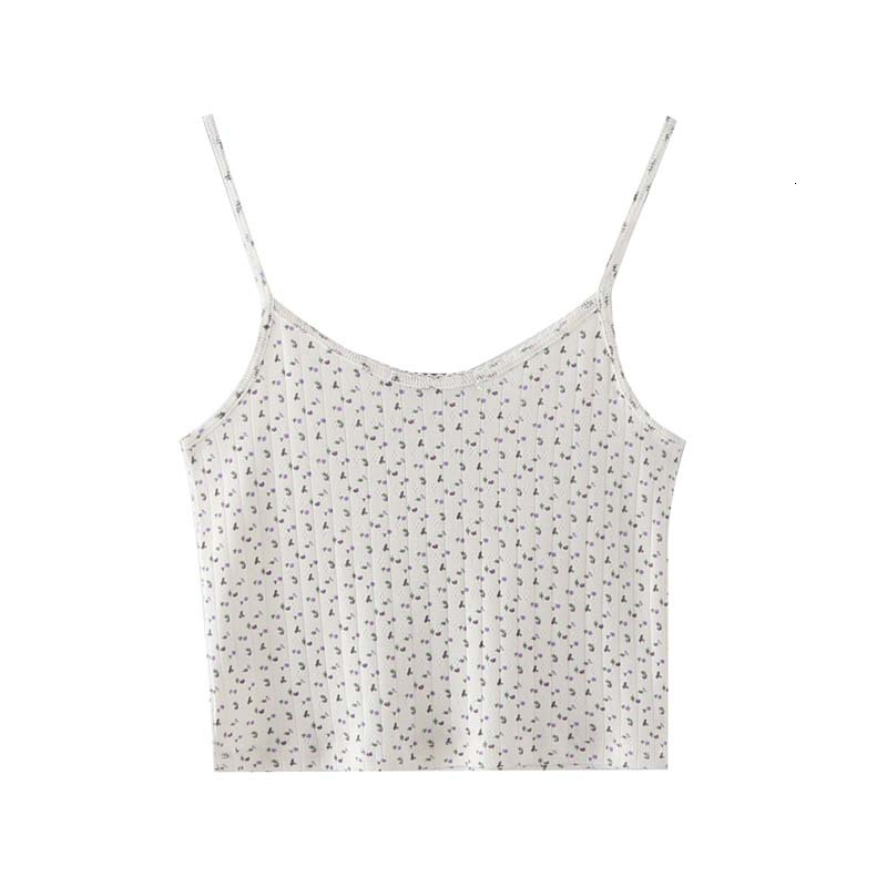 Camisoles Tanks Women Pink Floral Print Tank Tops Spring Fashion Ladies Cropped Sling Tops Girls Sweet Camis Short Cute Tank 230420