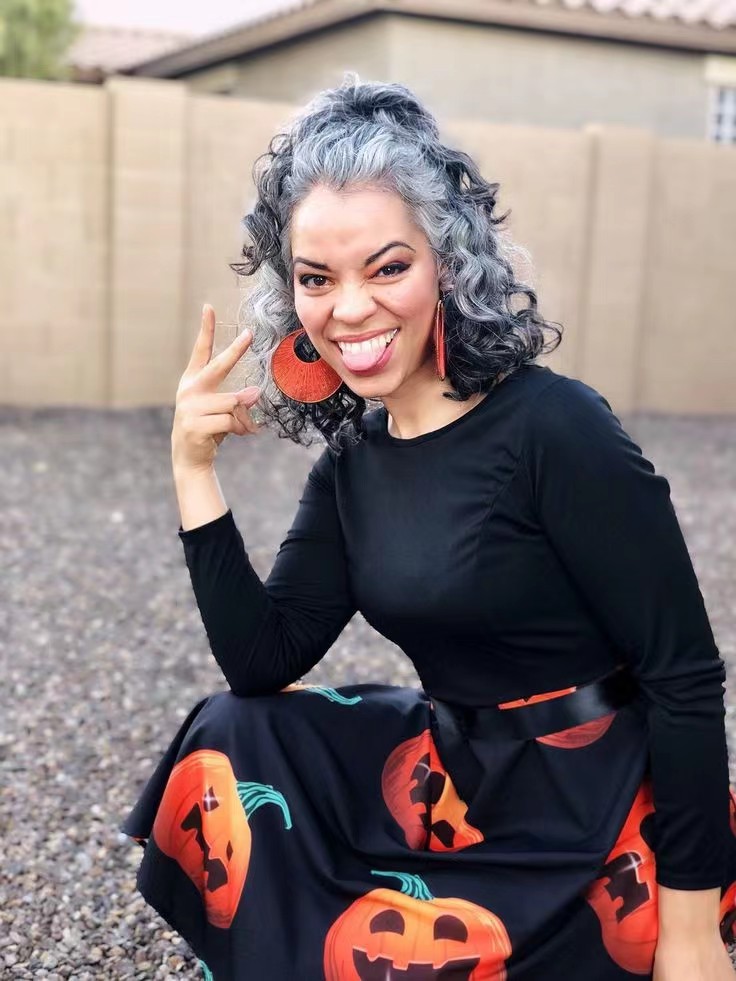 Silver grey silver curls ponytail human hair extension wavy curly naturally gray hairpiece puff bun updo women medium length 120g 1pcs