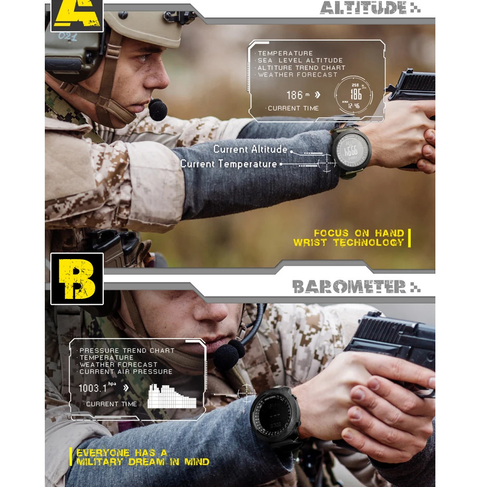 Wristwatches NORTH EDGE Men's sport Digital watch Running Swimming Military Army watches Altimeter Barometer Compass waterproof 50m Wristband 231