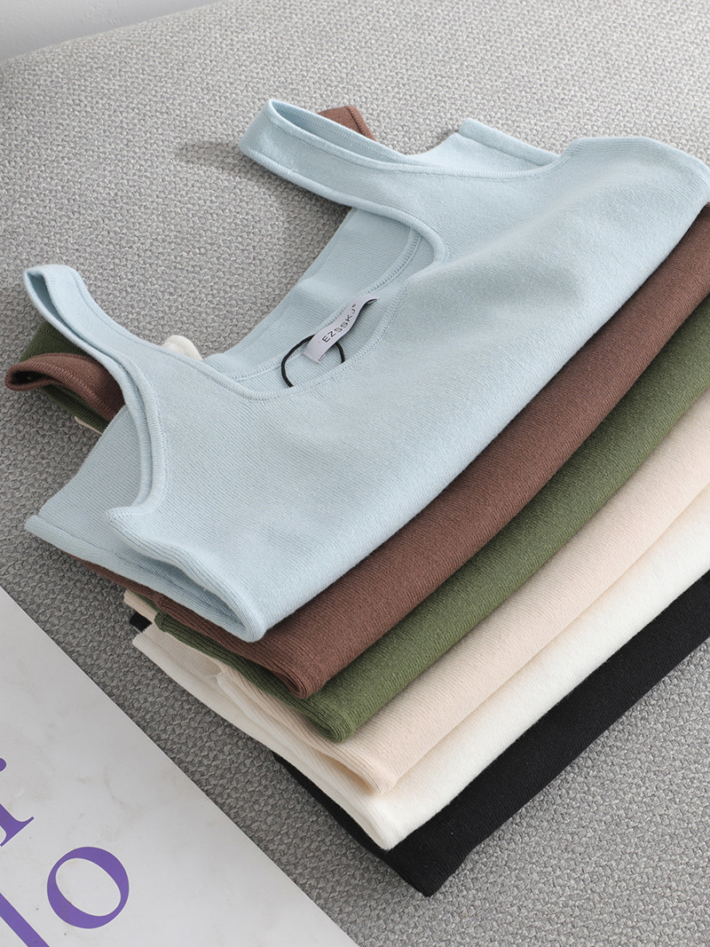 Camisoles Tanks high quality chic basic U-NECK Summer white knit Women tank top sexy sleeveless t-shirt vintage top casual crop top t shirt 230413