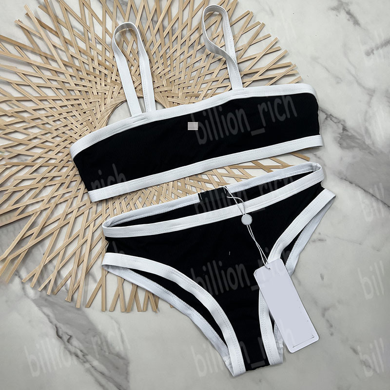 Designers Women Bikini Swimwear Contrast Color Black Split Swimsuits Sexy Padded Up Bathing Suits, Black with label
Designers Women Bikini Swimwear Contrast Color Black Split Swimsuits Sexy Padded Up Bathing Suits, Black with label