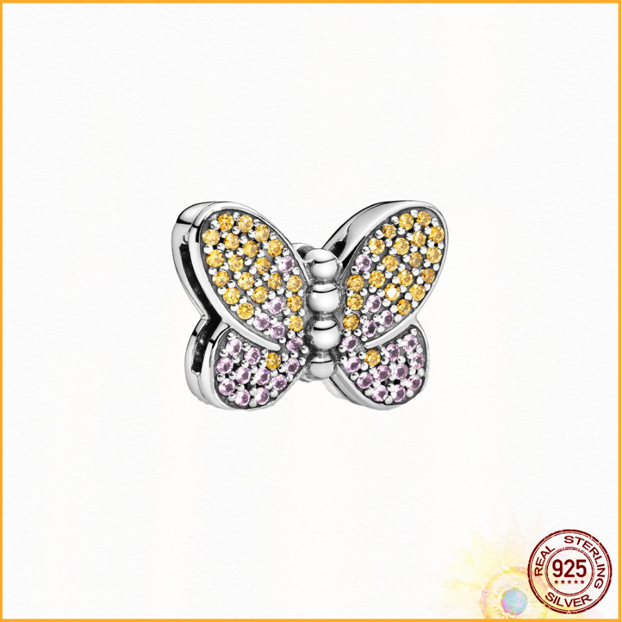 2025 925 Sterling Silver Blue Heart Clip Charm I Suitable for Primitive Reflect Bracelet Women' Jewelry Gift Free Delivery