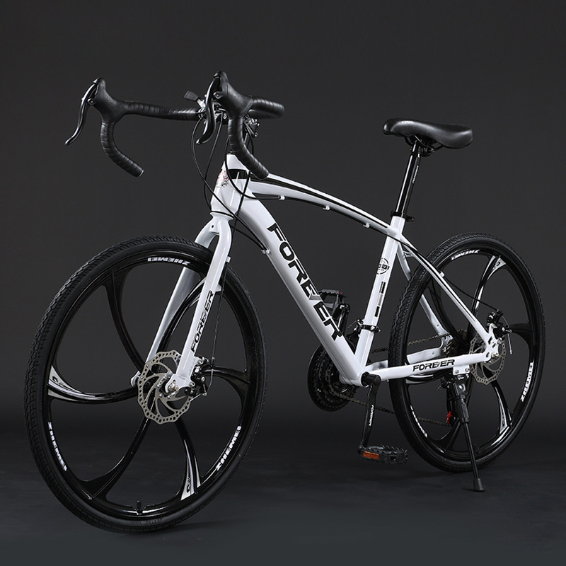 700C Six Knife Road Car Bicycle Racing Variable Speed Disc Brake Male and Female Students Broken Wind Bend Handlebar Bicycle LG22