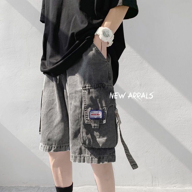 Men's Shorts Men's denim casual shorts 220SS tool style wearing fully matching trend jeans summer women's half jeans unisex street twee