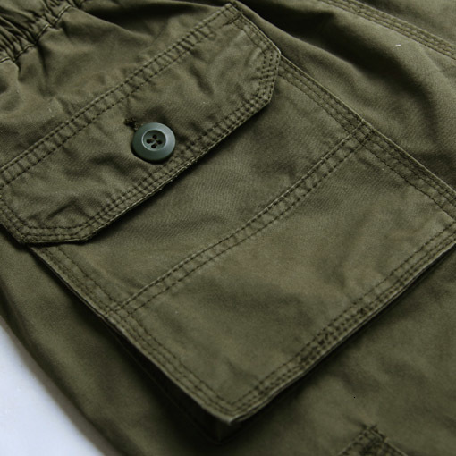 Men's Shorts Long distance cargo shorts men's knee pockets casual cotton elastic waist Bermuda men's military style summer Breeze Army 