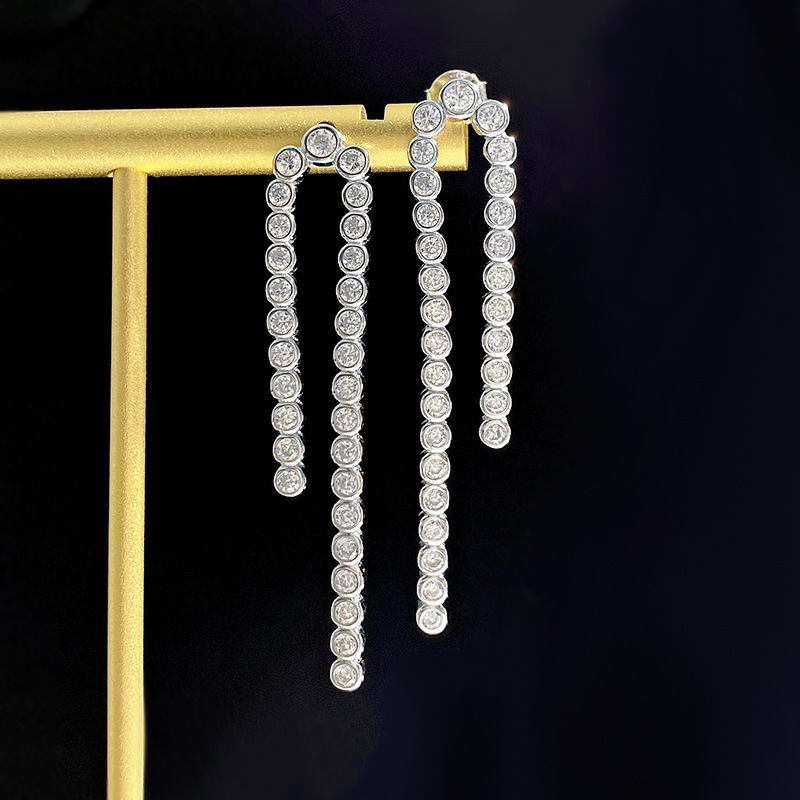 Tassels Moissanite Diamond Dangle Earring 100% Real 925 sterling silver Wedding Drop Earrings for Women Engagement Jewelry Gift
Tassels Moissanite Diamond Dangle Earring 100% Real 925 sterling silver Wedding Drop Earrings for Women Engagement Jewelry Gift
