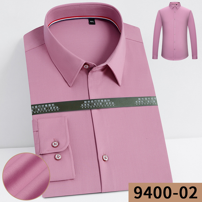 Men s Casual Shirts Fashion Bamboo Fiber Dress For Man Long Sleeved White Blue Classic Male Social Office Work 230407