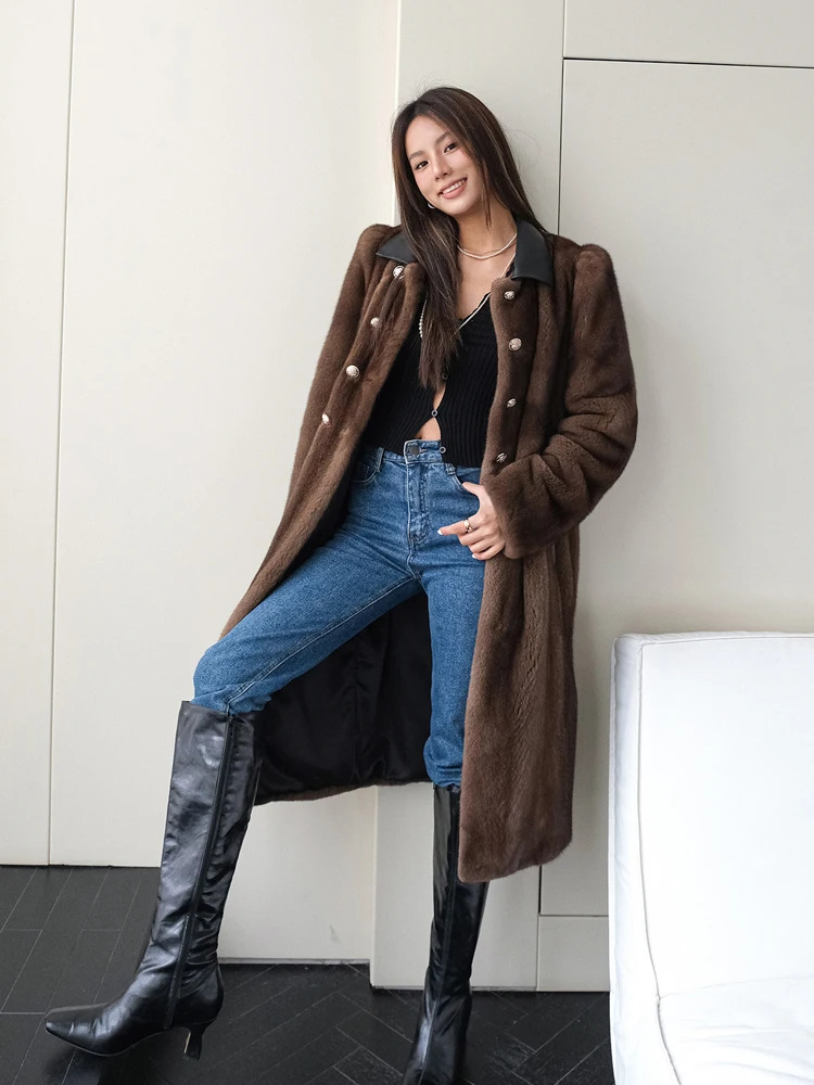 Women's Fur Faux HDHOHR 2023 Real Mink Coat Fashion High Grade Whole Women Winter Thick Warm fur Jackets Femal y231108