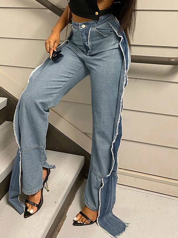 Women s Two Piece Pants Macheda Autumn y2k Jeans Cowboy Fashion Denim Steetwear In Casual Female Trousers Clothing 230407