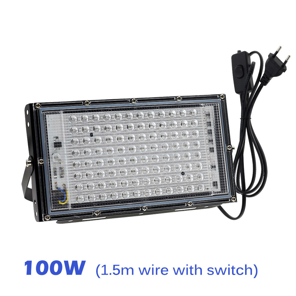 50W 100W UV Flood Lights AC 110V 220V Outdoor Floodlight 395nm 400nm Ultraviolet Fluorescent Stage Lamp With EU Plug Party Blacklight