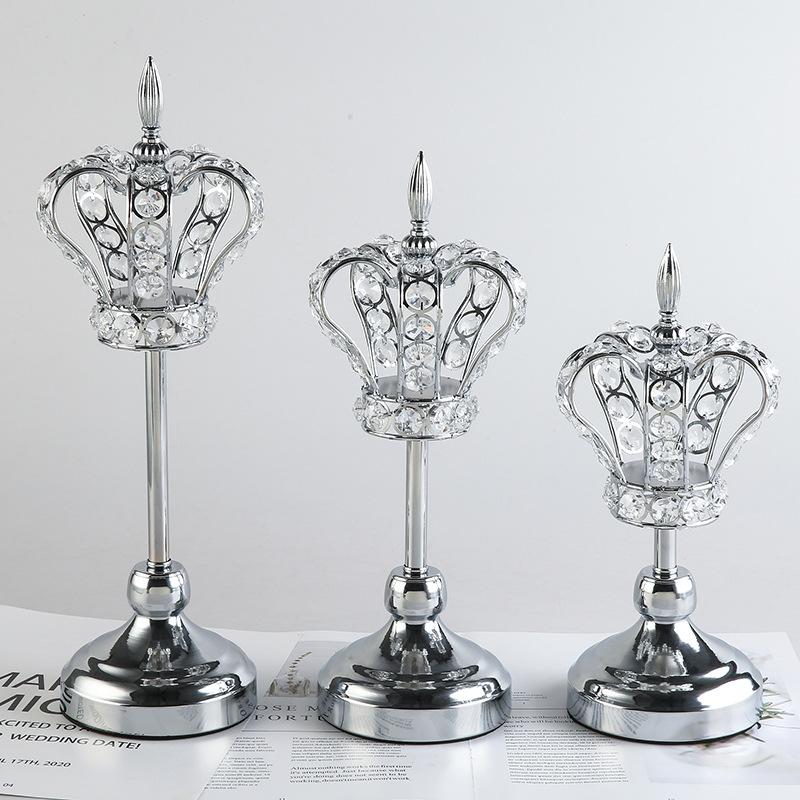 Home Decor Crown Crystal Candle Holders for wedding party decorations