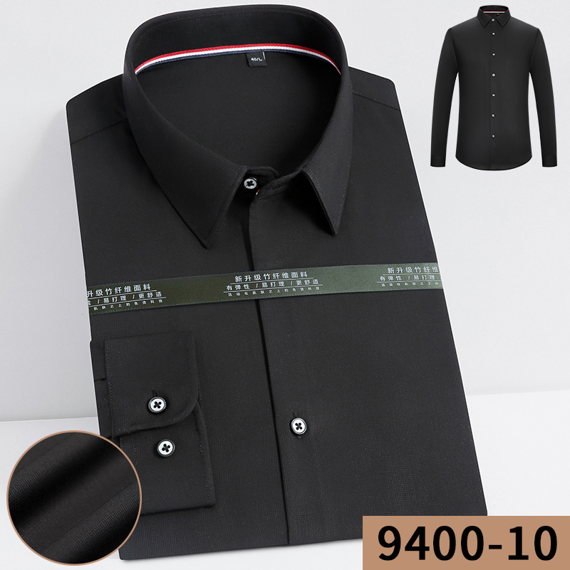 Men s Casual Shirts Fashion Bamboo Fiber Dress For Man Long Sleeved White Blue Classic Male Social Office Work 230407