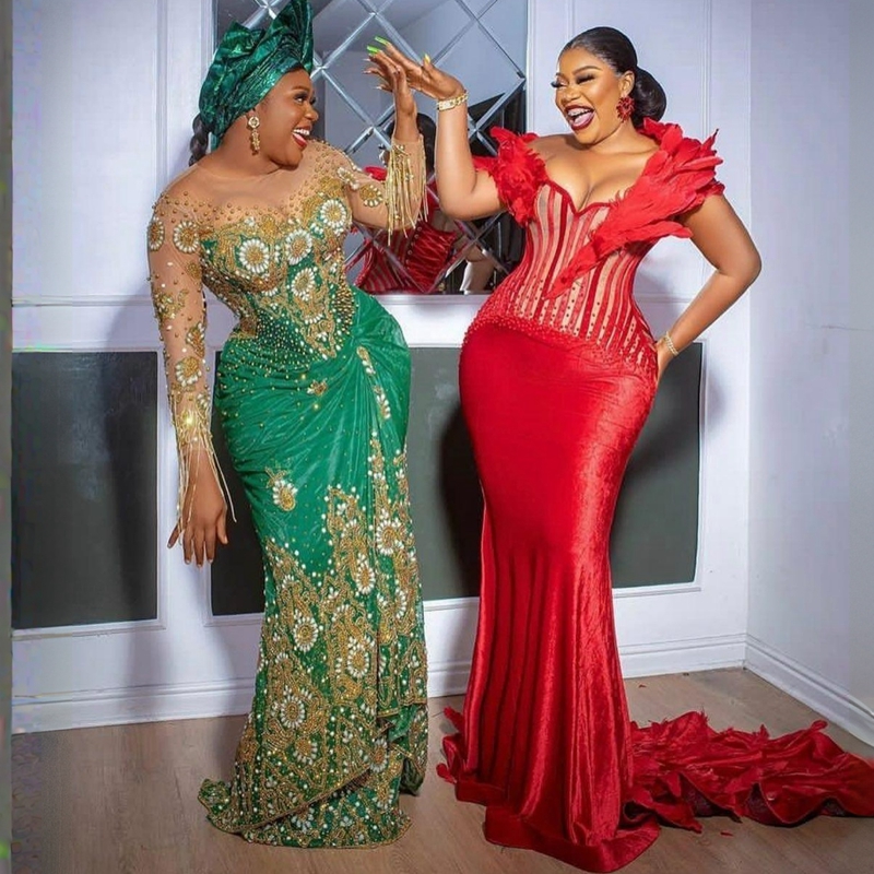 Red Plus Size Aso Ebi Feather Prom Dresses urious Corset Evening Dress Beaded Second Reception Robe de Gala Gowns Party Gown Arabic Mermaid reception 