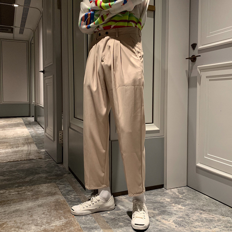 Mens Pants Prowow Spring Men Solid Straight Loose Trousers Male Allmatch Simple Nine Points Korean Style Suit 230407