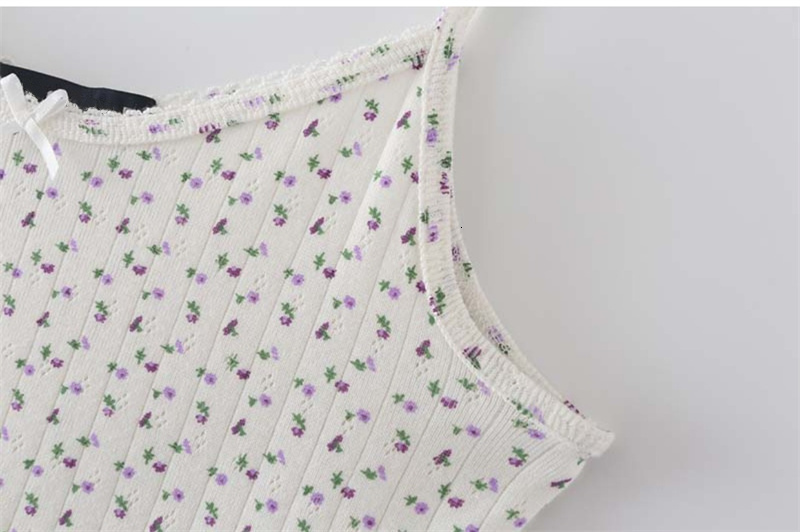 Camisoles Tanks Women Pink Floral Print Tank Tops Spring Fashion Ladies Cropped Sling Tops Girls Sweet Camis Short Cute Tank 230420