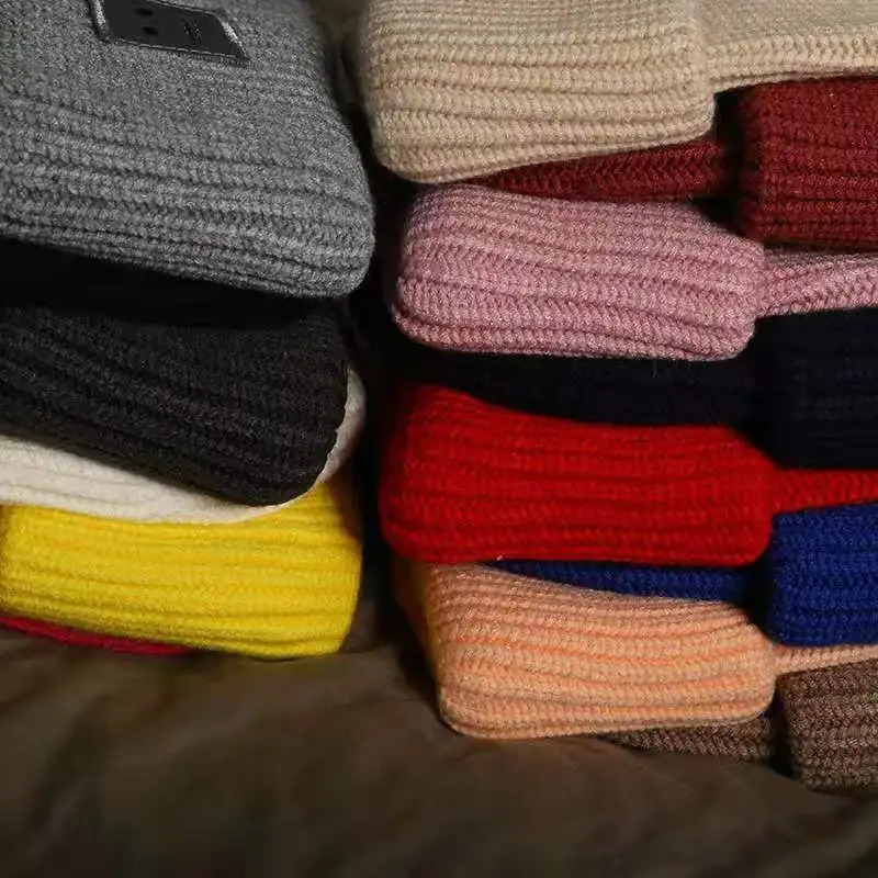 Beanie/Skull Caps Smiley Hat Unisex Warm Knitted Hat 21 Colors Unisex Solid Color Real Ance Cashmere Beanie for Autumn and Winter Thickened Wool 23110 - view 5