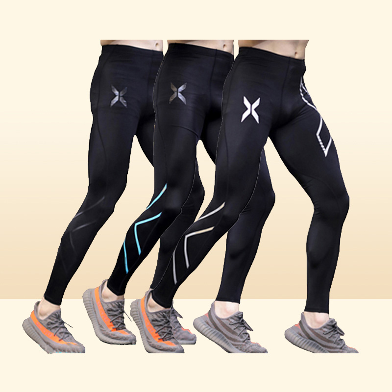 Men Gym Bodybuilding Compression Tight Long Pants Black Trousers Joggers Mallas Hombre Fitness Running Pants 2xu