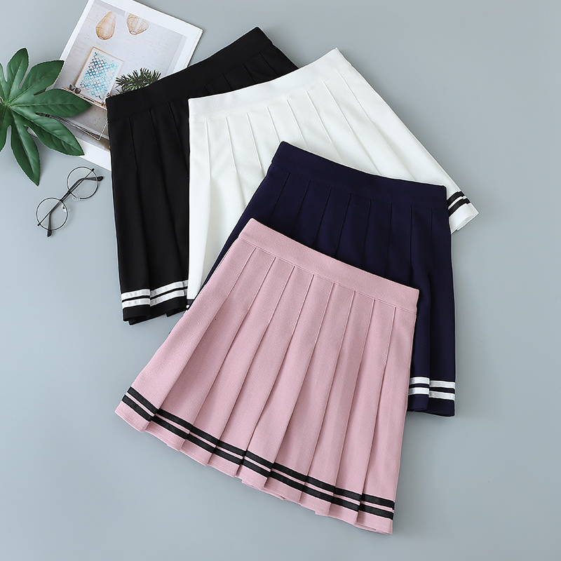 Skirts High Waited Skirt Elastic Pink Fairy Grunge Black Mini Pleated Skirt Women Fashion Summer Apparel School Girls' Uniform 230408