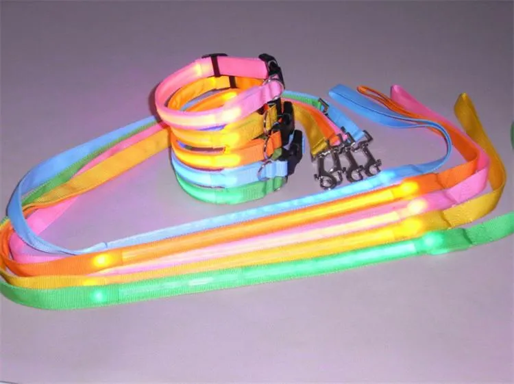 Pet Dog Collar Luminous Dogs leash Luminous Led Flashing Light Harness Nylon Safety Leash Rope pet supplies for small dog puppy c412 ZZ