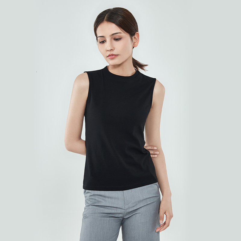 Camisoles Tanks Women's Sleeveless Turtle Neck Women's T-shirt Printed Mesh Women's Spring and Summer Top 230408