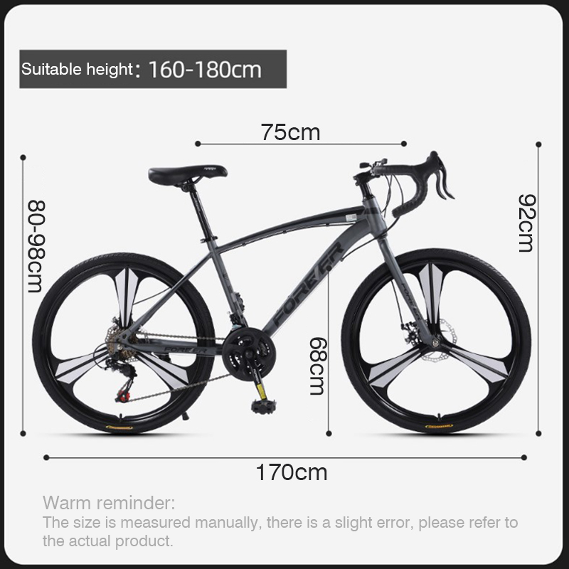 700C Six Knife Road Car Bicycle Racing Variable Speed Disc Brake Male and Female Students Broken Wind Bend Handlebar Bicycle LG22