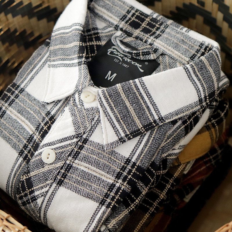 Men's Casual Shirts Japanese Vintage Thick Cotton Wash Casual Shirt Amikaji Pocket Tool Pure Cotton Long Sleeve Shirt 230408