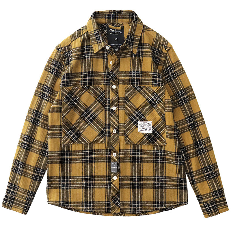 Men's Casual Shirts Japanese Vintage Thick Cotton Wash Casual Shirt Amikaji Pocket Tool Pure Cotton Long Sleeve Shirt 230408
