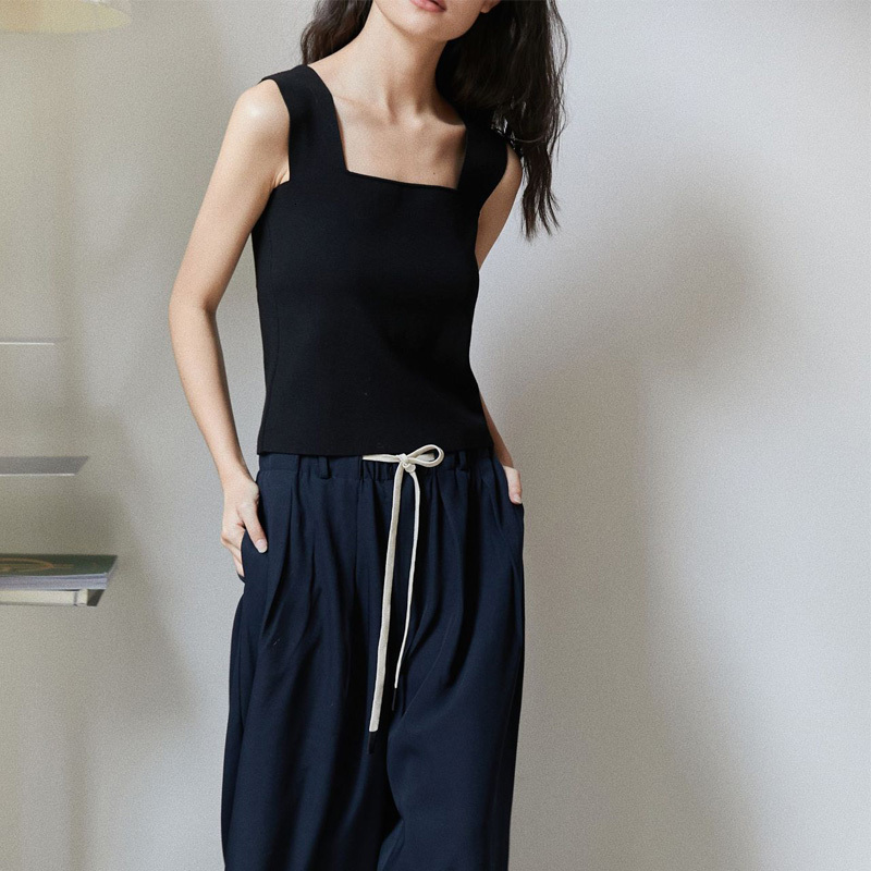 Camisoles Tanks Autumn and winter women's casual solid color slim knitted camisole 230413