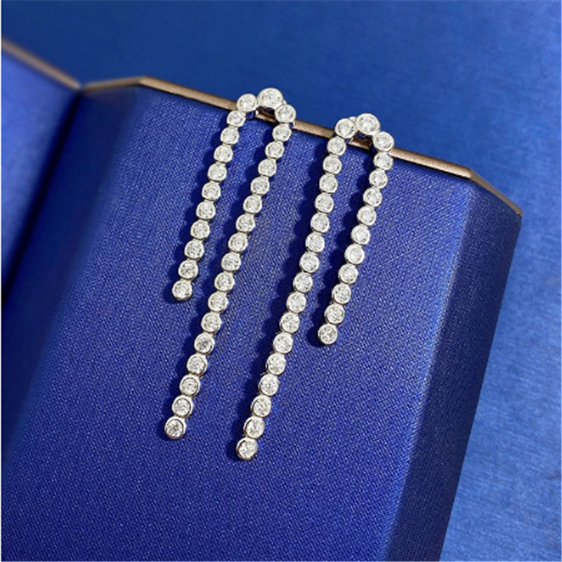 Tassels Moissanite Diamond Dangle Earring 100% Real 925 sterling silver Wedding Drop Earrings for Women Engagement Jewelry Gift
