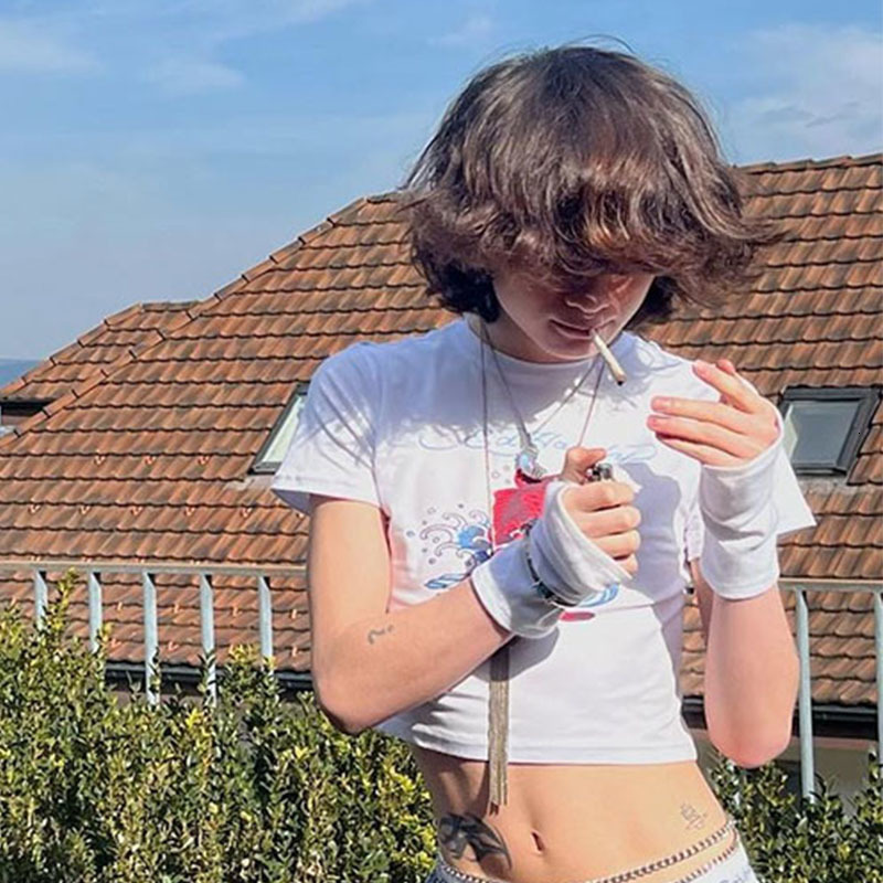 Men's T-Shirts 2000s Summer Fashion Koi Printing T Shirt Men Women Harajuku Cartoon Casual Gothic Punk Streetwear Y2k Hip Hop Crop Top Tees Gay 2