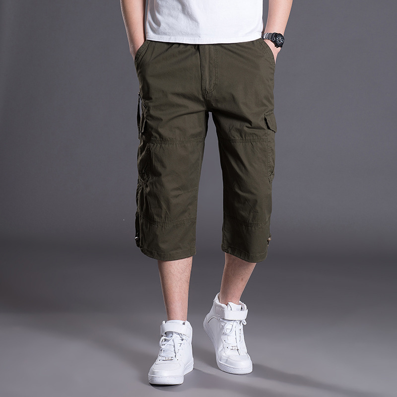 Men's Shorts Summer men's multi pocket cargo men's trousers green khaki men's loose shorts plus size 5XL 230408