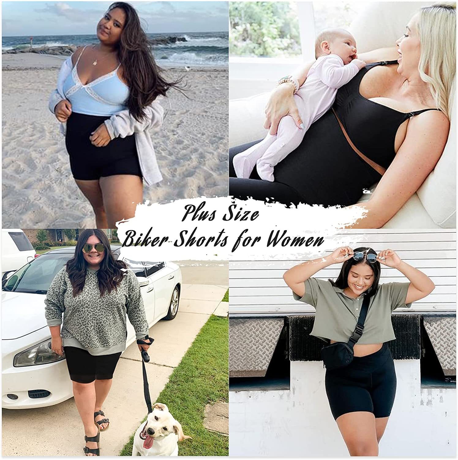 Womens Shorts HIGHDAYS 3 PackSize 8 " Bicycle High Waist Black Pregnant Yoga 2X 3X 4X 230408