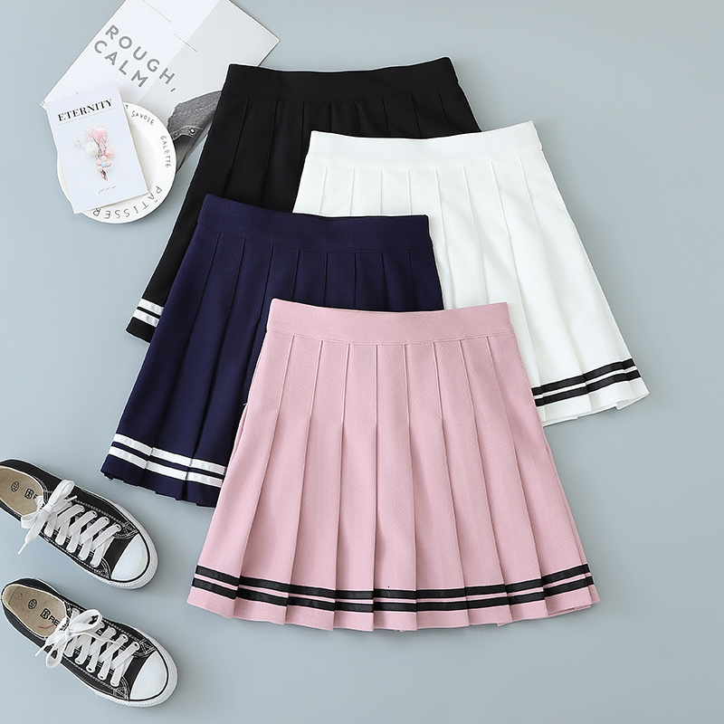 Skirts High Waited Skirt Elastic Pink Fairy Grunge Black Mini Pleated Skirt Women Fashion Summer Apparel School Girls' Uniform 230408