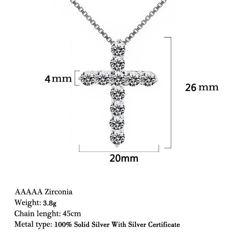 Pendant Necklaces With Certificate 4Mm Lab Diamond Cross Necklace S925 Sterling Silver Color Choker Statement Women Gift Jewelrypendant