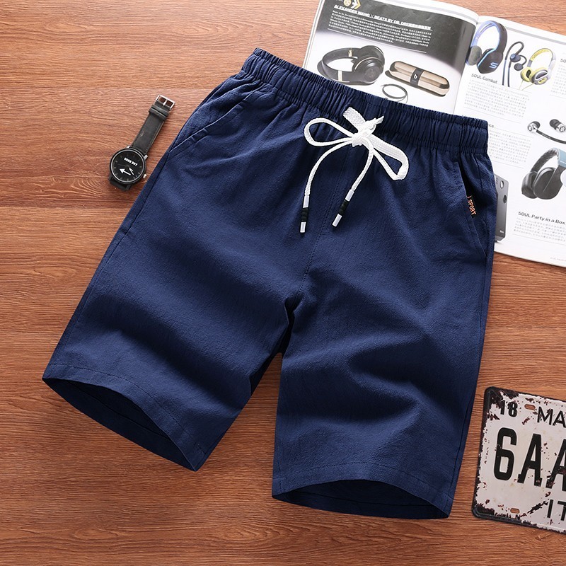 Men's Shorts linen summer casual men's shorts Bermuda breathable beach board shorts Men's sports pants 230408
