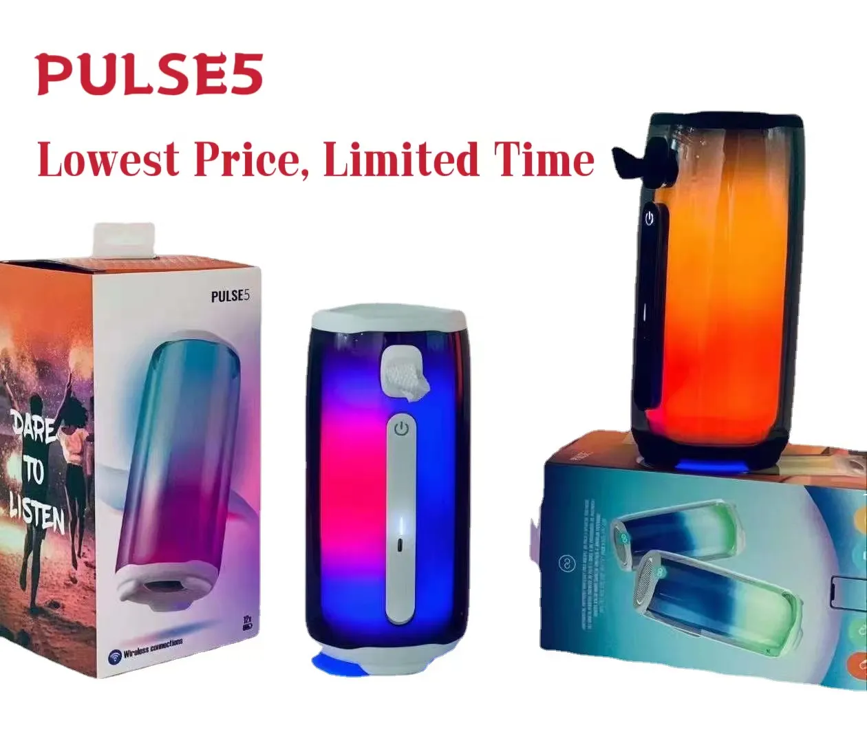 PULSE5 Speakers Music Full Screen Colorful Speakers Bluetooth Speaker Waterproof Mini Sound Wireless Subwoofer