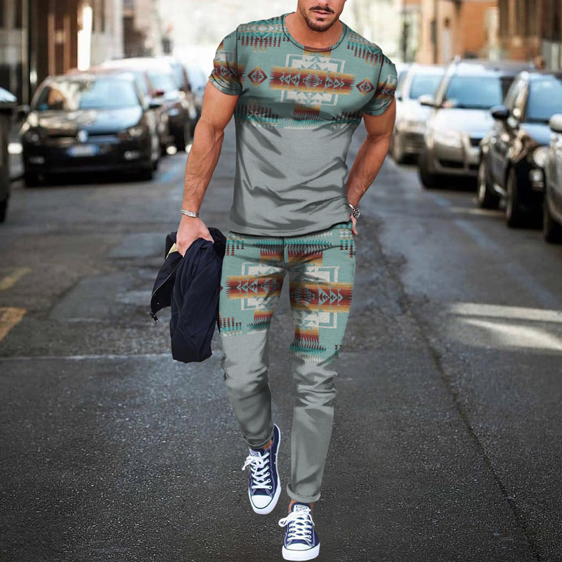 Men's Tracksuits Men's 2-piece set men's track and field clothing 3D printing casual oversized clothing summer sportswear short sleeved
